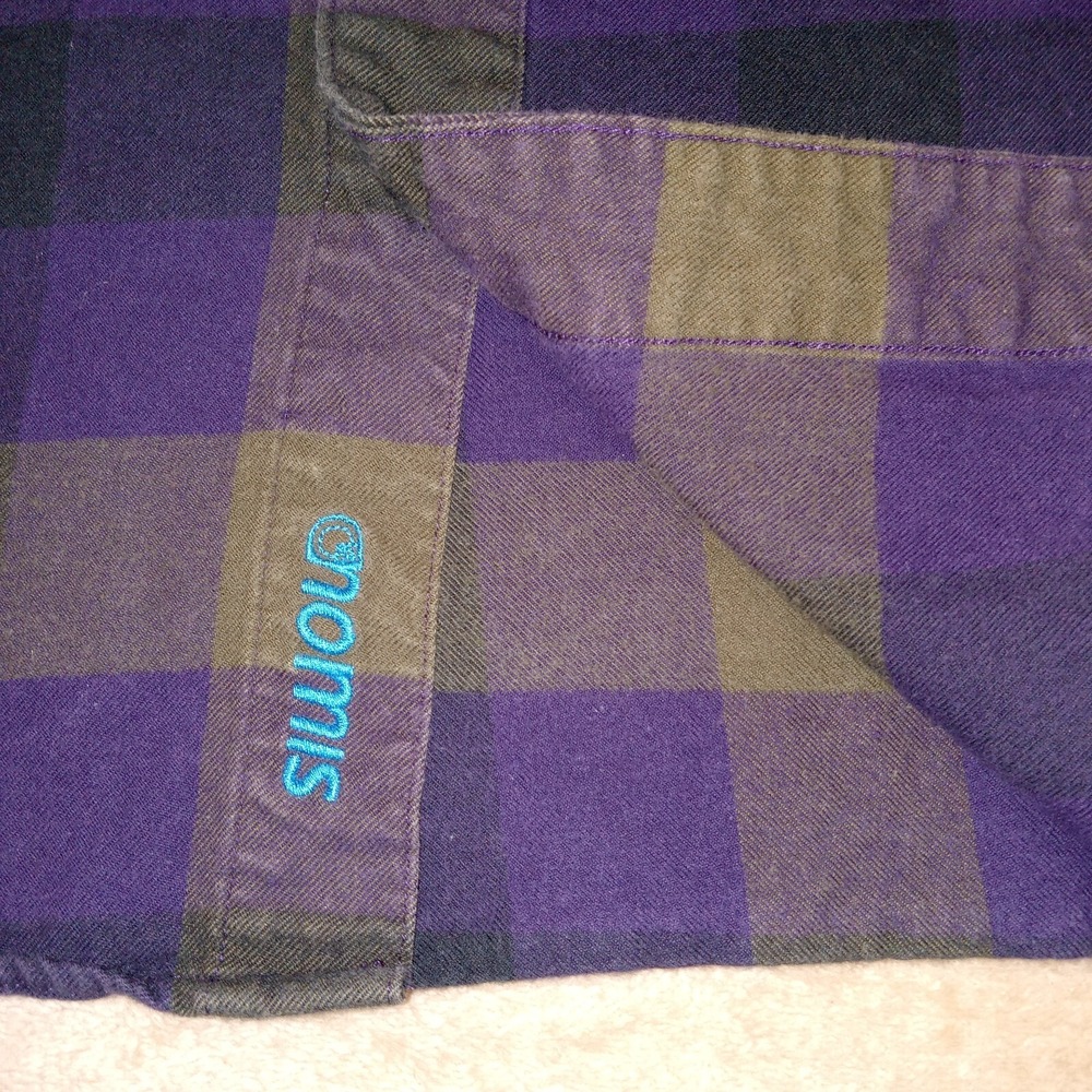 Nomis Men's Medium Short Sleeve‎ Flannel Shirt Purple Green - Picture 5 of 8